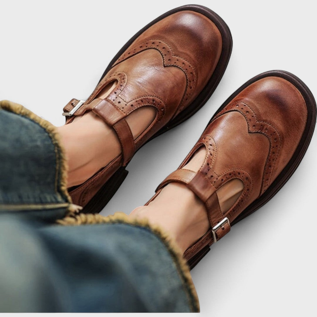 Mathilde | Mary Jane Shoes Femme Cuir Brogué