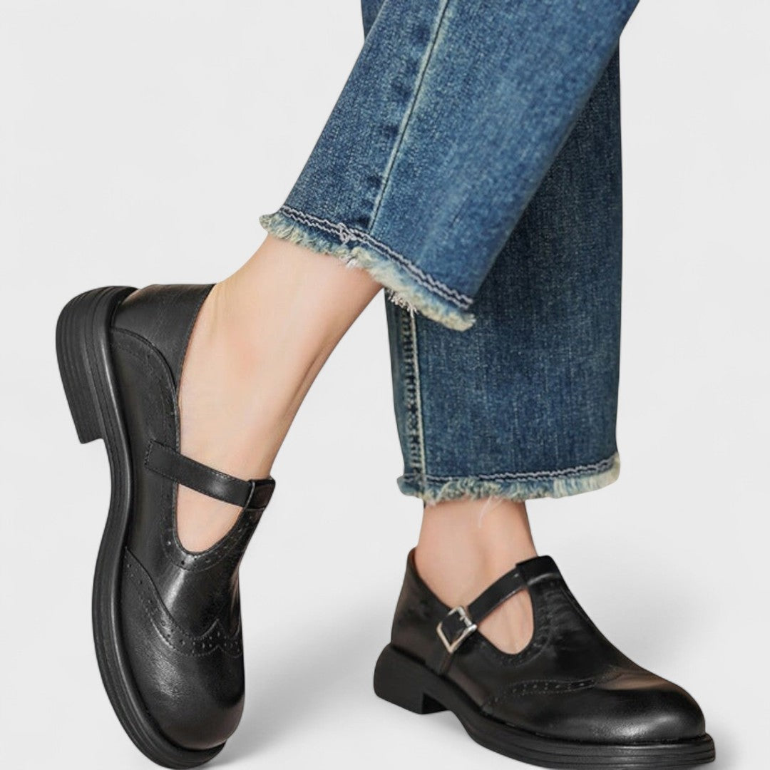 Mathilde | Mary Jane Shoes Femme Cuir Brogué
