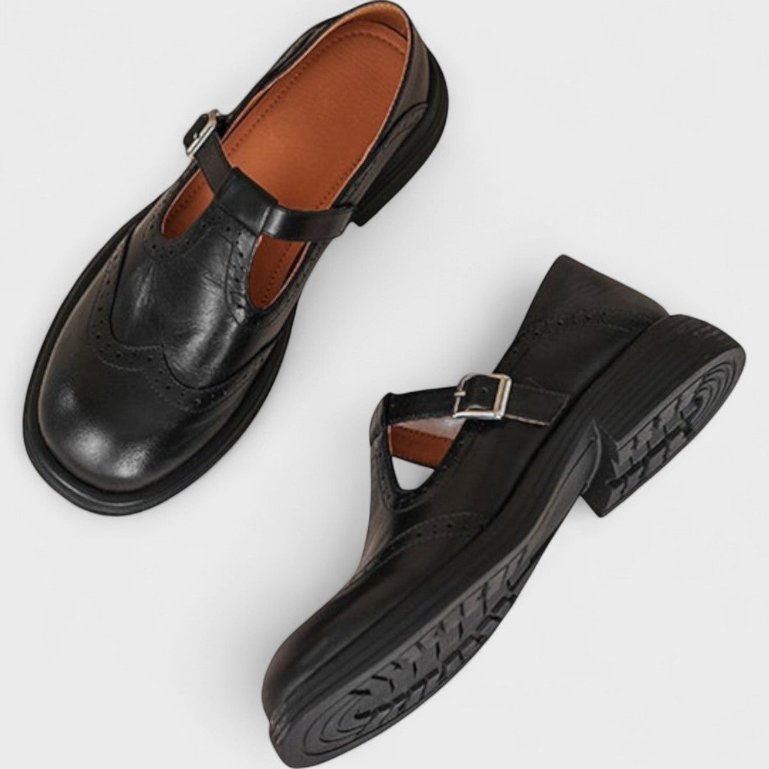 Mathilde | Mary Jane Shoes Femme Cuir Brogué