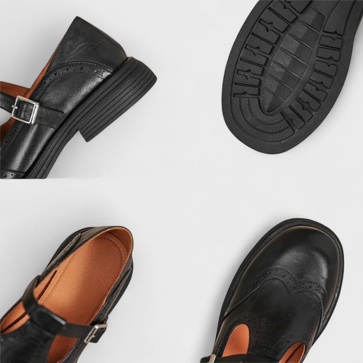 Mathilde | Mary Jane Shoes Femme Cuir Brogué