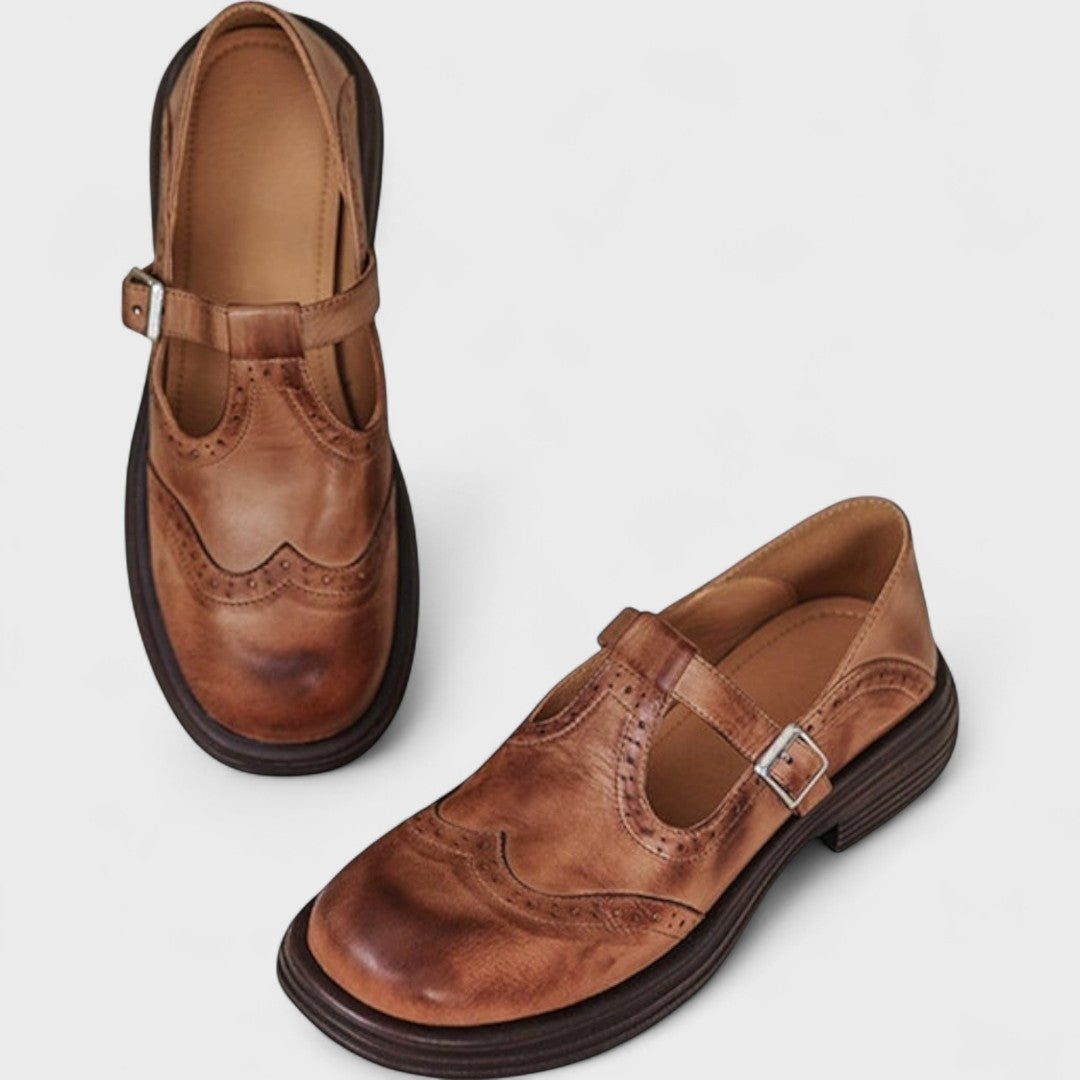 Mathilde | Mary Jane Shoes Femme Cuir Brogué
