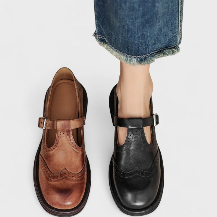 Mathilde | Mary Jane Shoes Femme Cuir Brogué