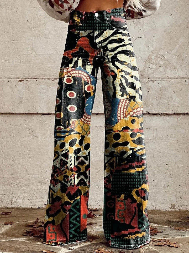 Mathilde | Pantalon Large Femme Taille Haute Imprimé Floral