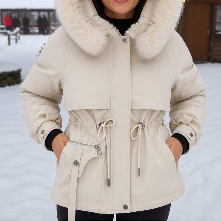 Mathilde | Parka à Capuche Fausse Fourrure Femme Ceinture Ajustable