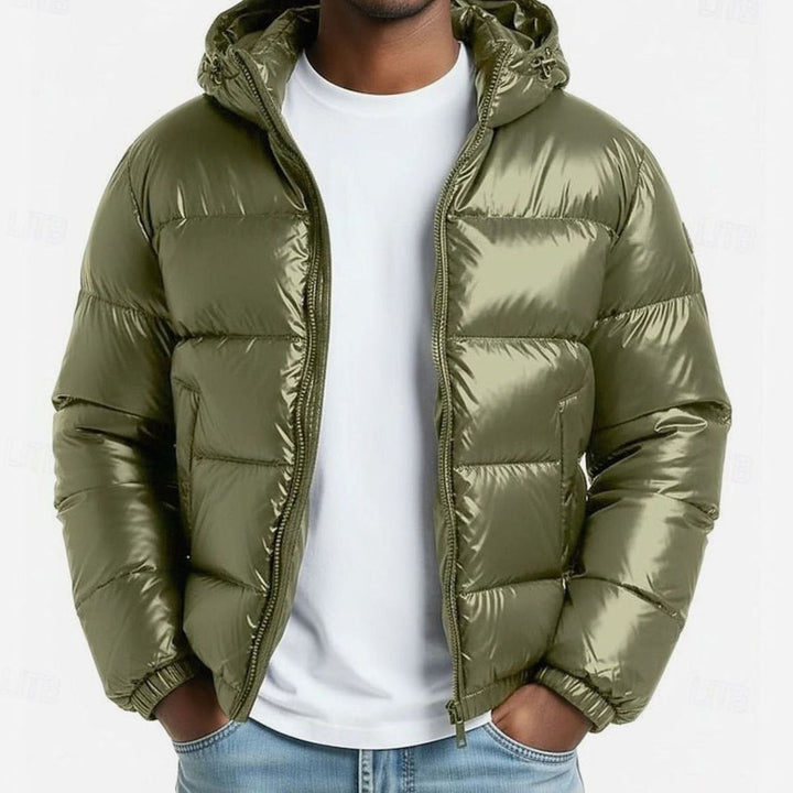 Mathis | Doudoune Homme à Capuche Zippée Matelassée Brillante