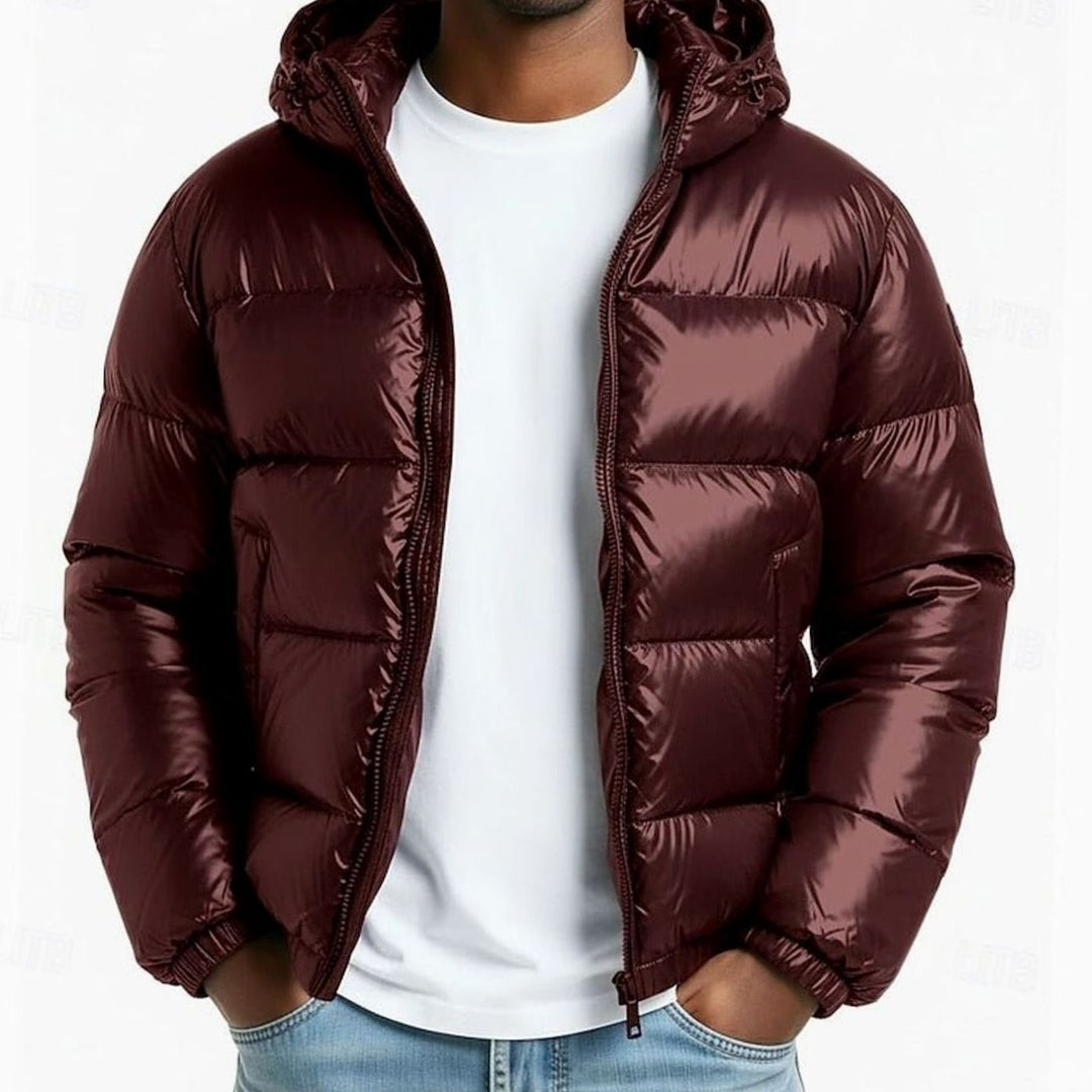 Mathis | Doudoune Homme à Capuche Zippée Matelassée Brillante