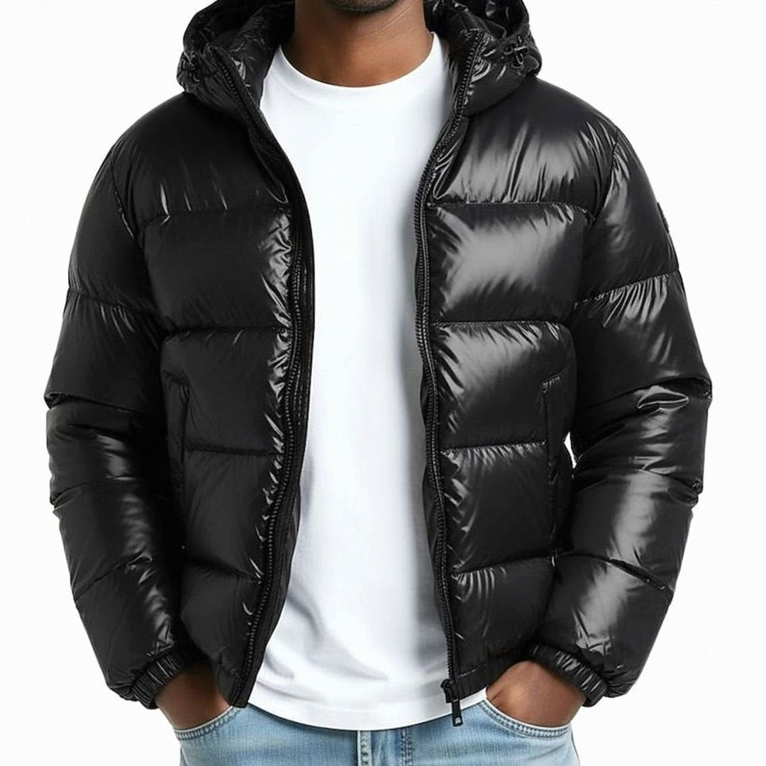 Mathis | Doudoune Homme à Capuche Zippée Matelassée Brillante