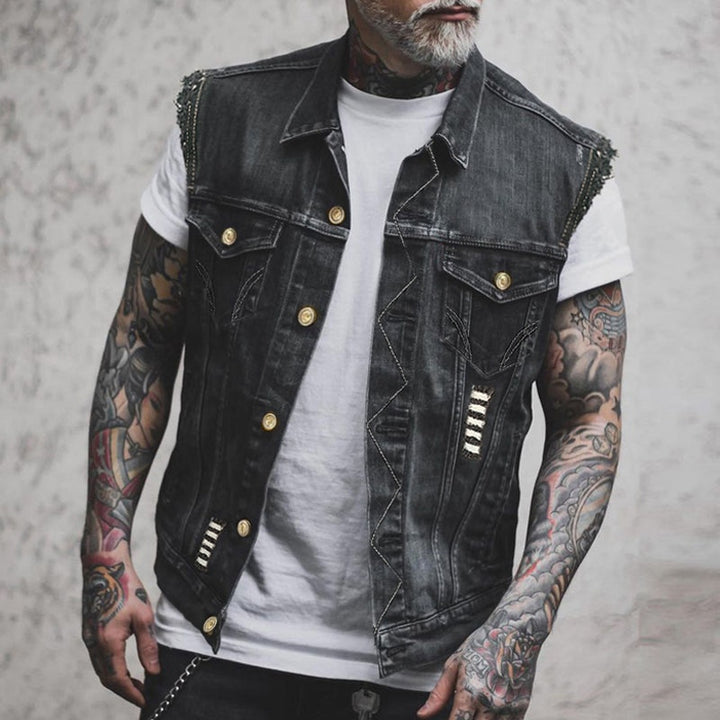 Mathis | Gilet Sans Manche Homme Denim Streetwear Boutonné
