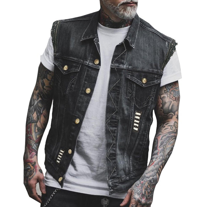 Mathis | Gilet Sans Manche Homme Denim Streetwear Boutonné