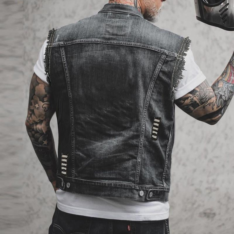 Mathis | Gilet Sans Manche Homme Denim Streetwear Boutonné