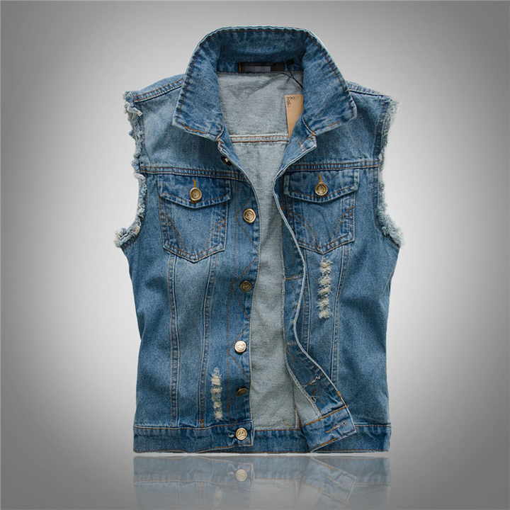 Mathis | Gilet Sans Manche Homme Denim Streetwear Boutonné