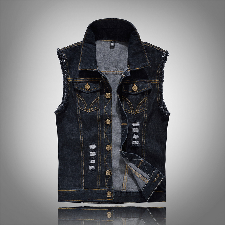 Mathis | Gilet Sans Manche Homme Denim Streetwear Boutonné