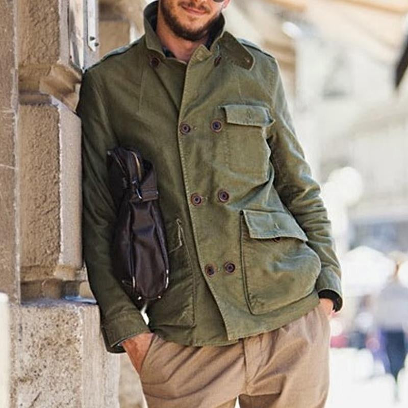 Nicolas | Blouson Militaire Homme Grande Taille Double Boutonnage Poches