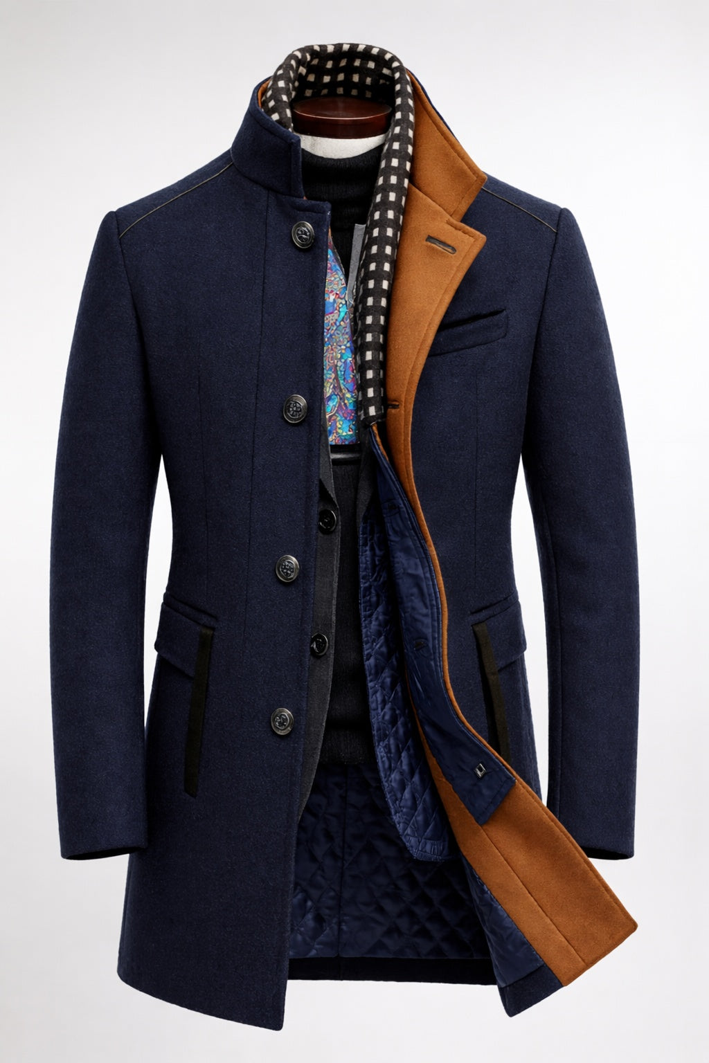 Nicolas | Manteau Court en Laine Homme Hiver Col Montant