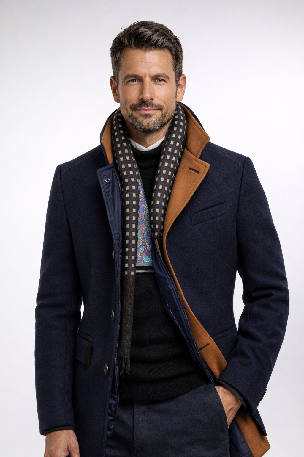 Nicolas | Manteau Court en Laine Homme Hiver Col Montant
