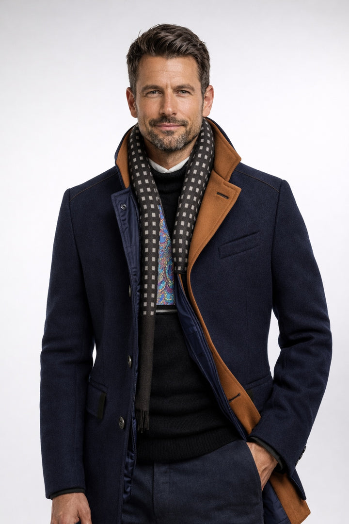 Nicolas | Manteau Court en Laine Homme Hiver Col Montant