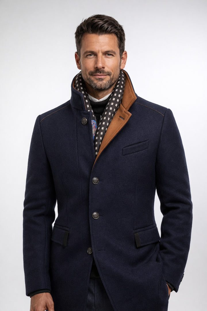 Nicolas | Manteau Court en Laine Homme Hiver Col Montant