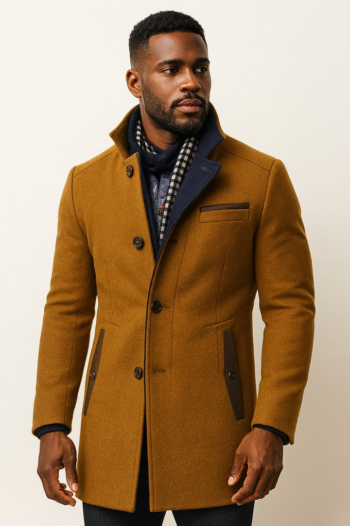 Nicolas | Manteau Court en Laine Homme Hiver Col Montant