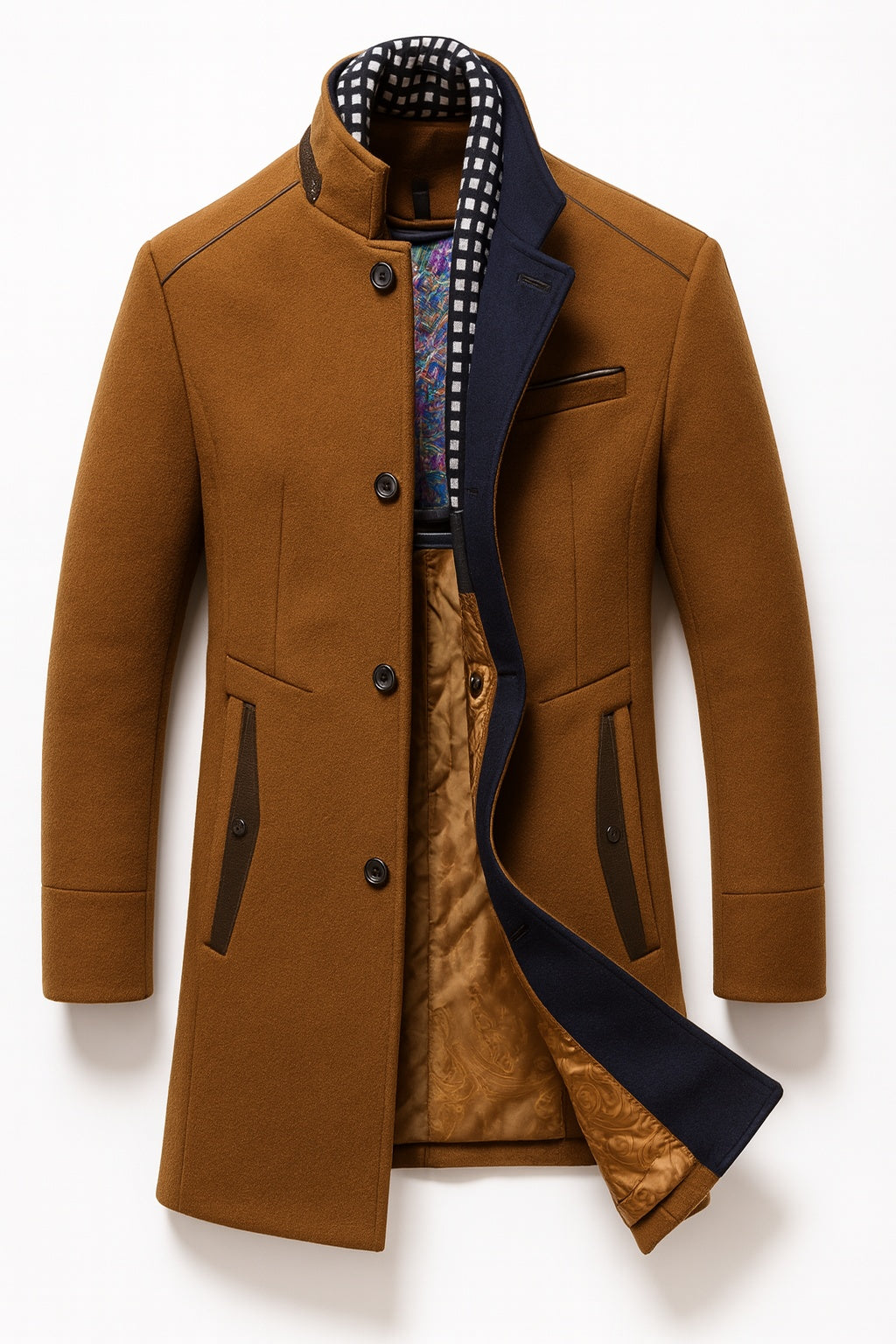 Nicolas | Manteau Court en Laine Homme Hiver Col Montant