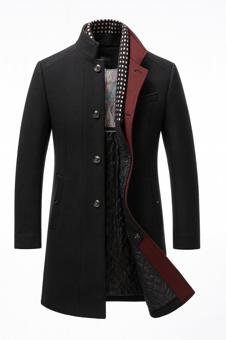 Nicolas | Manteau Court en Laine Homme Hiver Col Montant
