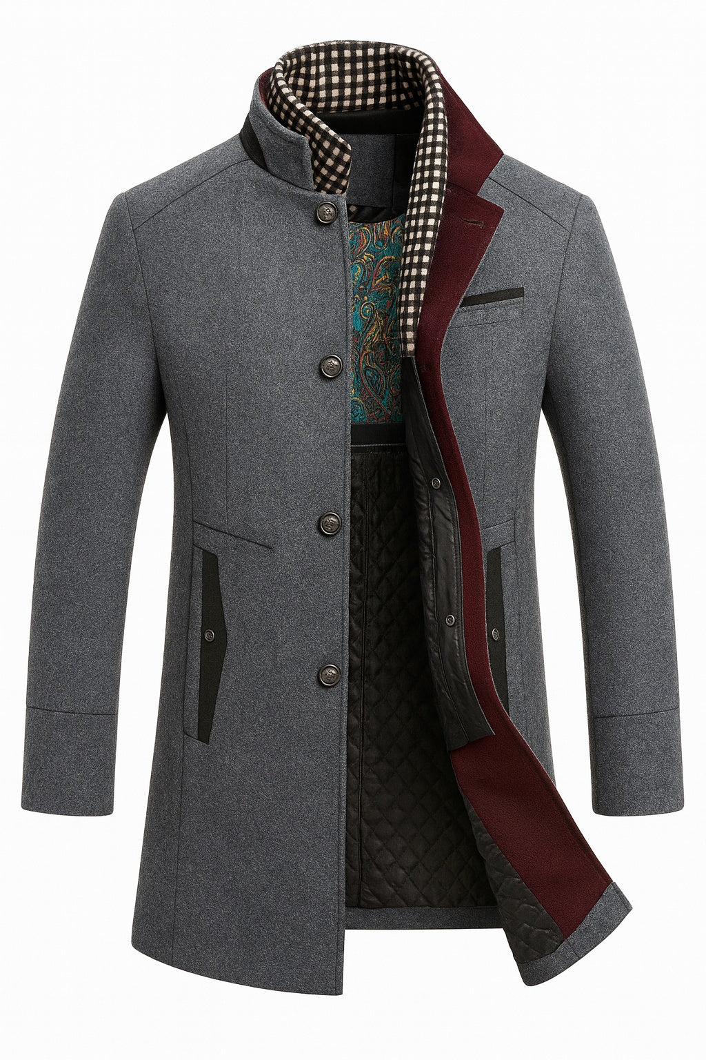 Nicolas | Manteau Court en Laine Homme Hiver Col Montant