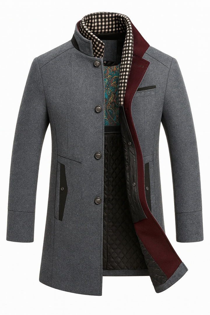 Nicolas | Manteau Court en Laine Homme Hiver Col Montant