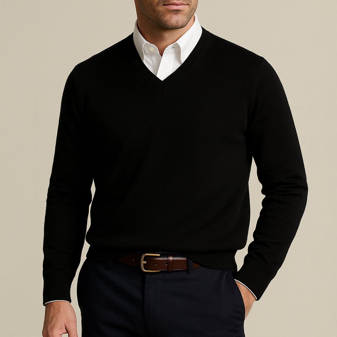 Nicolas | Pull Cachemire Homme Col V Maille Fine