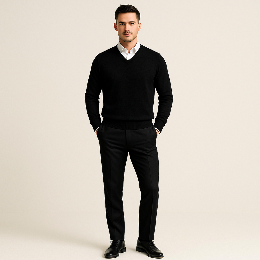 Nicolas | Pull Cachemire Homme Col V Maille Fine