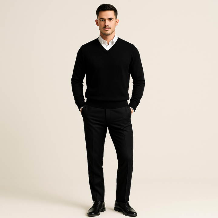 Nicolas | Pull Cachemire Homme Col V Maille Fine