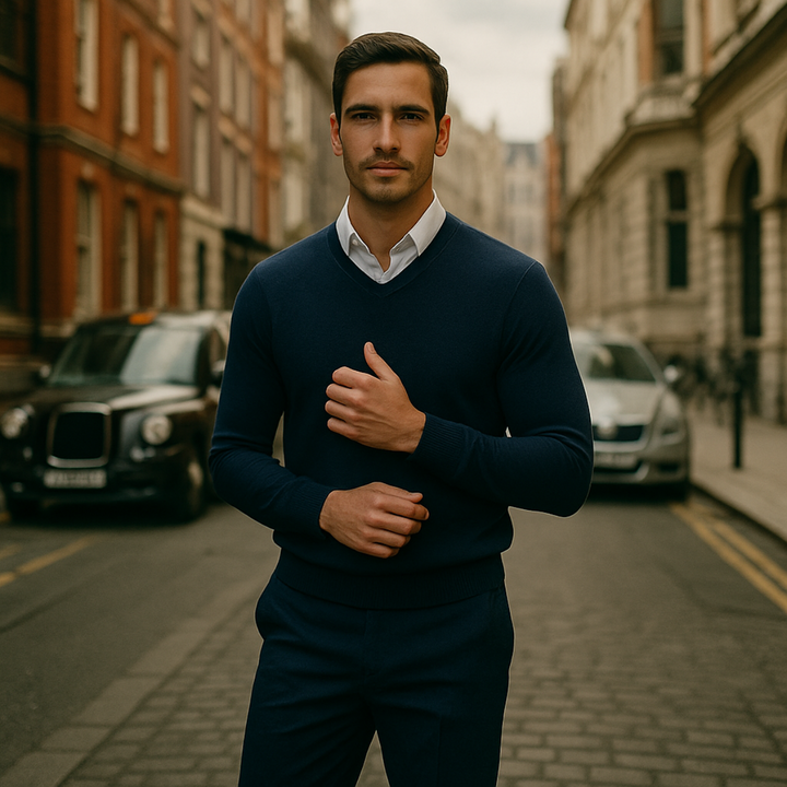 Nicolas | Pull Cachemire Homme Col V Maille Fine