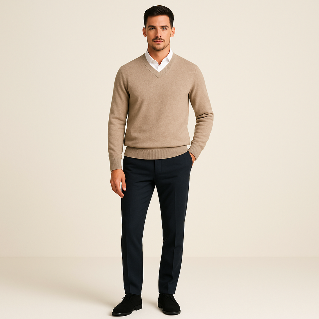 Nicolas | Pull Cachemire Homme Col V Maille Fine