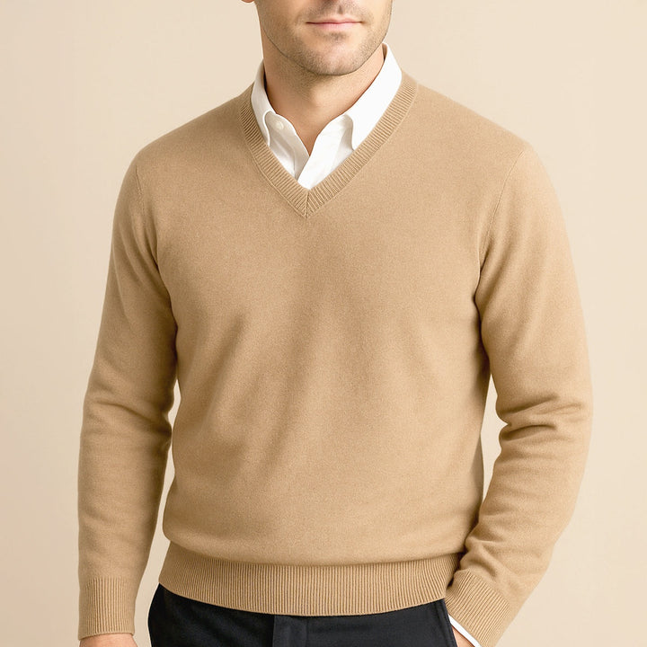 Nicolas | Pull Cachemire Homme Col V Maille Fine