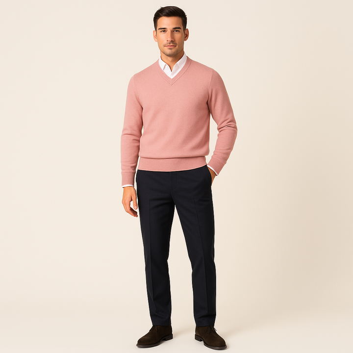 Nicolas | Pull Cachemire Homme Col V Maille Fine