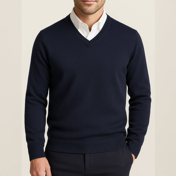 Nicolas | Pull Cachemire Homme Col V Maille Fine