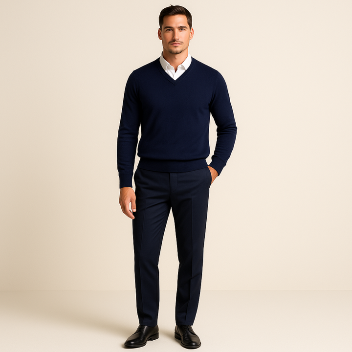 Nicolas | Pull Cachemire Homme Col V Maille Fine