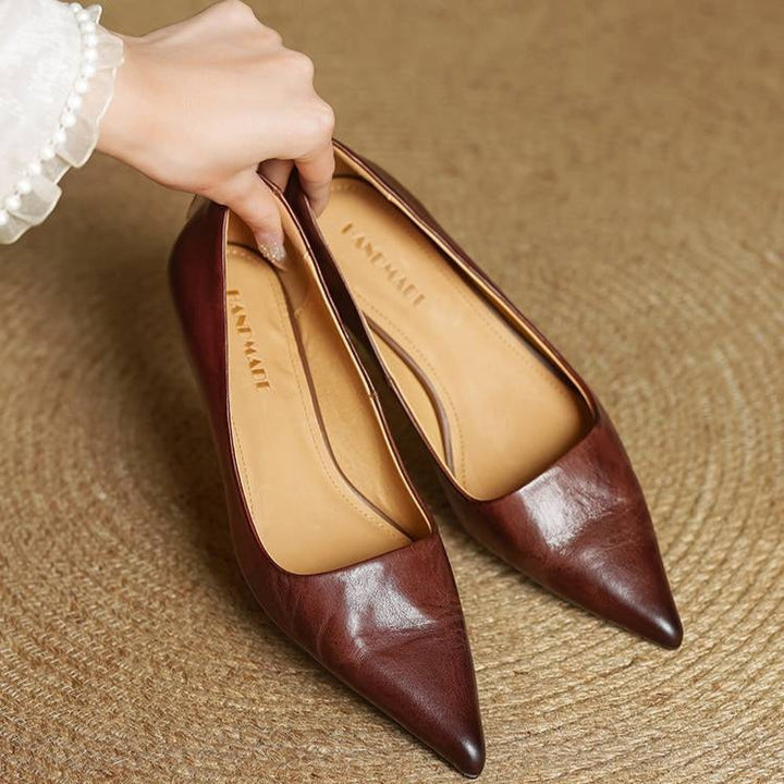Noémie | Escarpins en Cuir Véritable Femme Bout Pointu Talon Kitten