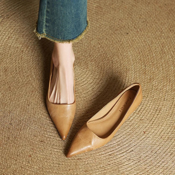 Noémie | Escarpins en Cuir Véritable Femme Bout Pointu Talon Kitten