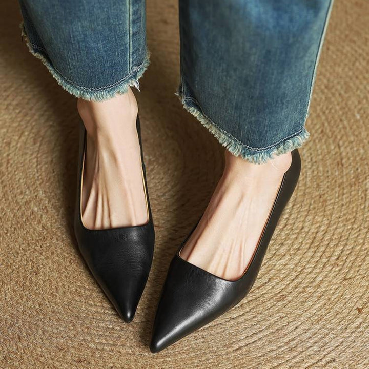 Noémie | Escarpins en Cuir Véritable Femme Bout Pointu Talon Kitten