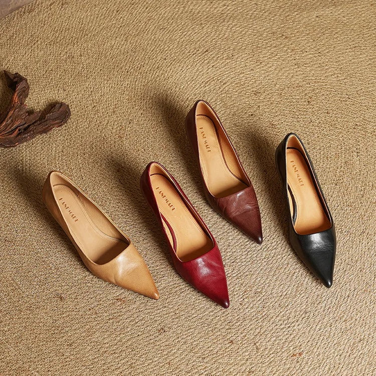 Noémie | Escarpins en Cuir Véritable Femme Bout Pointu Talon Kitten