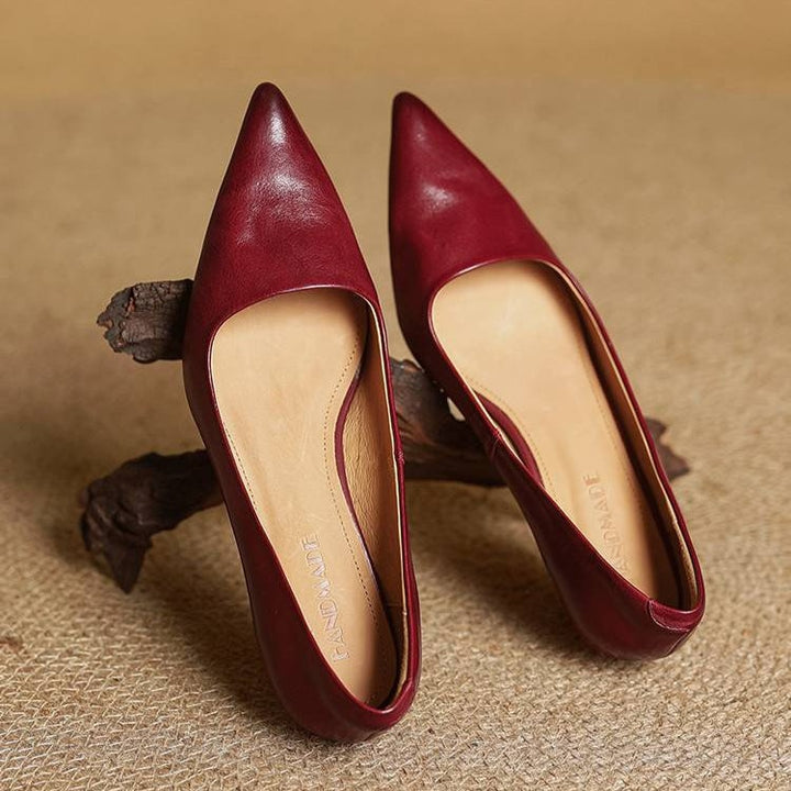 Noémie | Escarpins en Cuir Véritable Femme Bout Pointu Talon Kitten