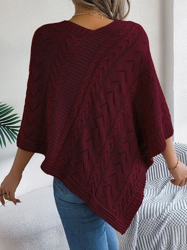 Noémie | Poncho en Tricot Grosse Maille Femme Col V