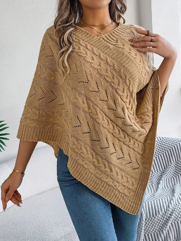 Noémie | Poncho en Tricot Grosse Maille Femme Col V