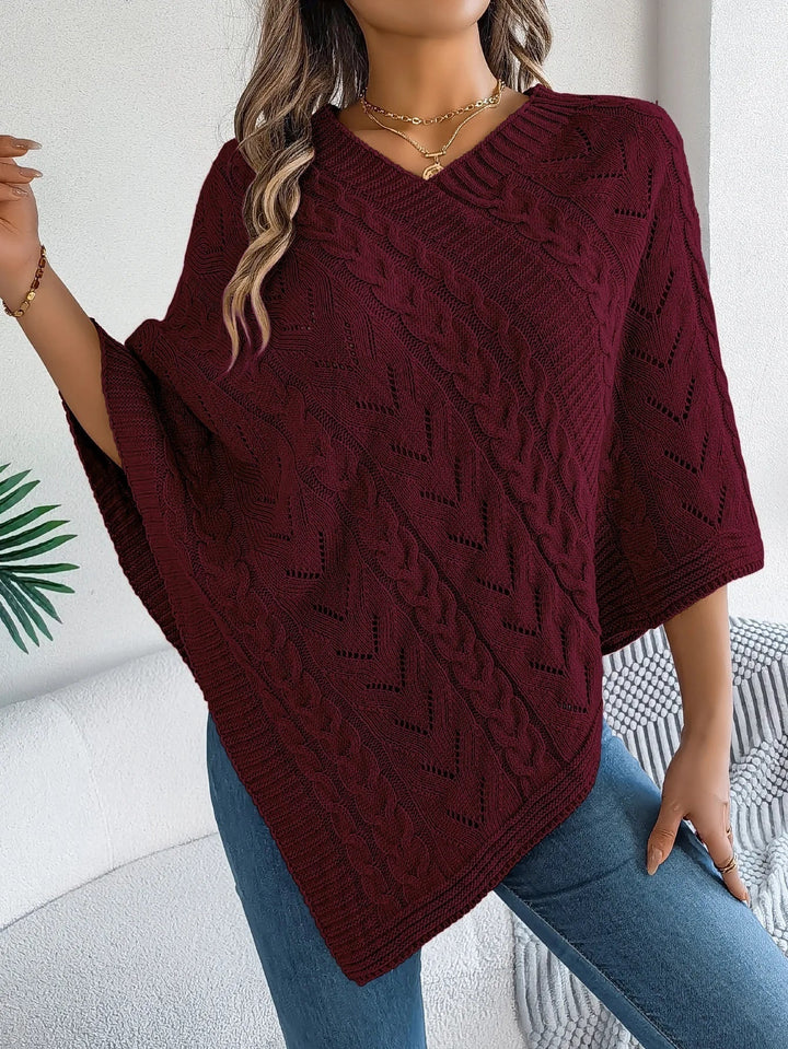 Noémie | Poncho en Tricot Grosse Maille Femme Col V