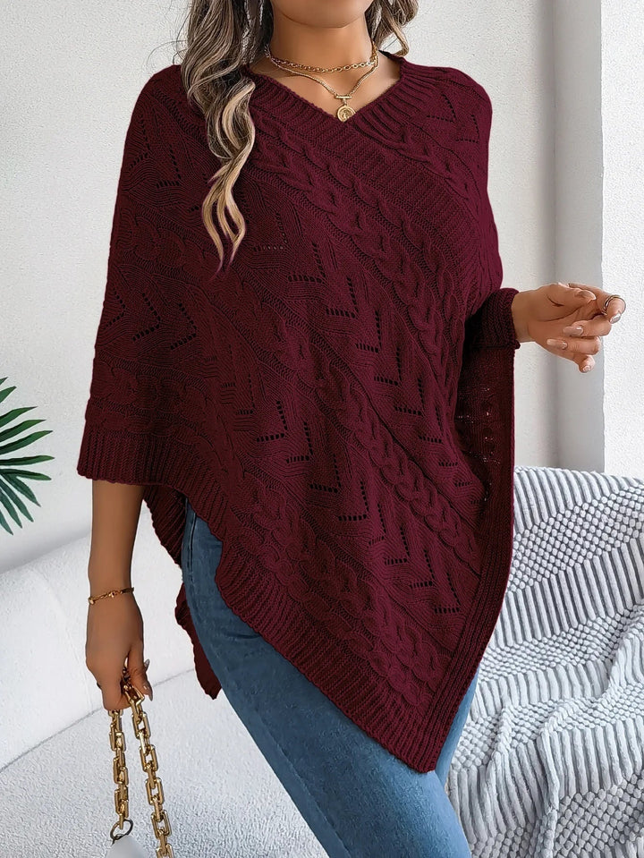 Noémie | Poncho en Tricot Grosse Maille Femme Col V