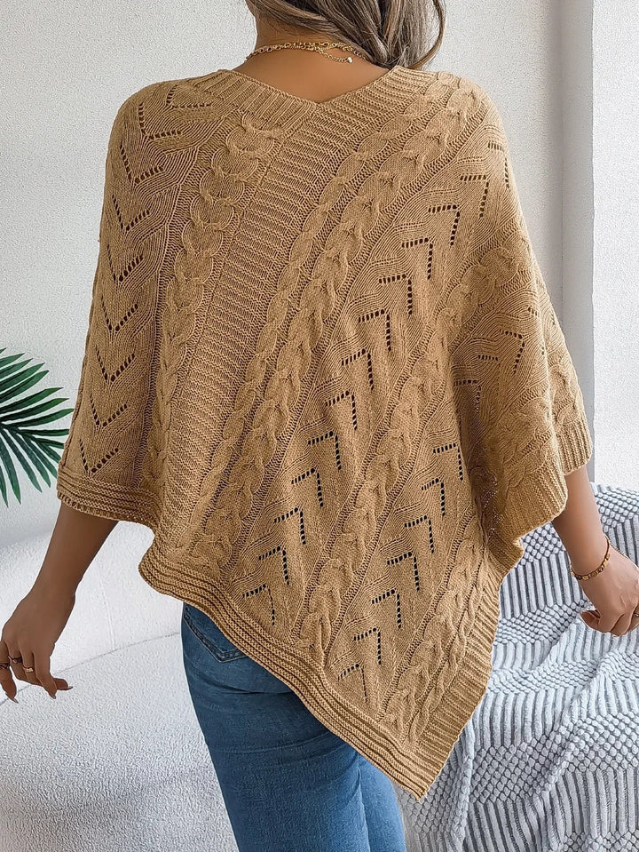 Noémie | Poncho en Tricot Grosse Maille Femme Col V