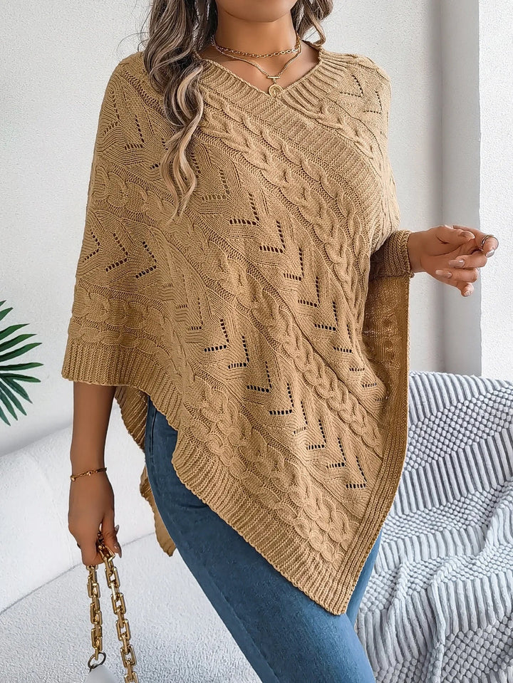 Noémie | Poncho en Tricot Grosse Maille Femme Col V