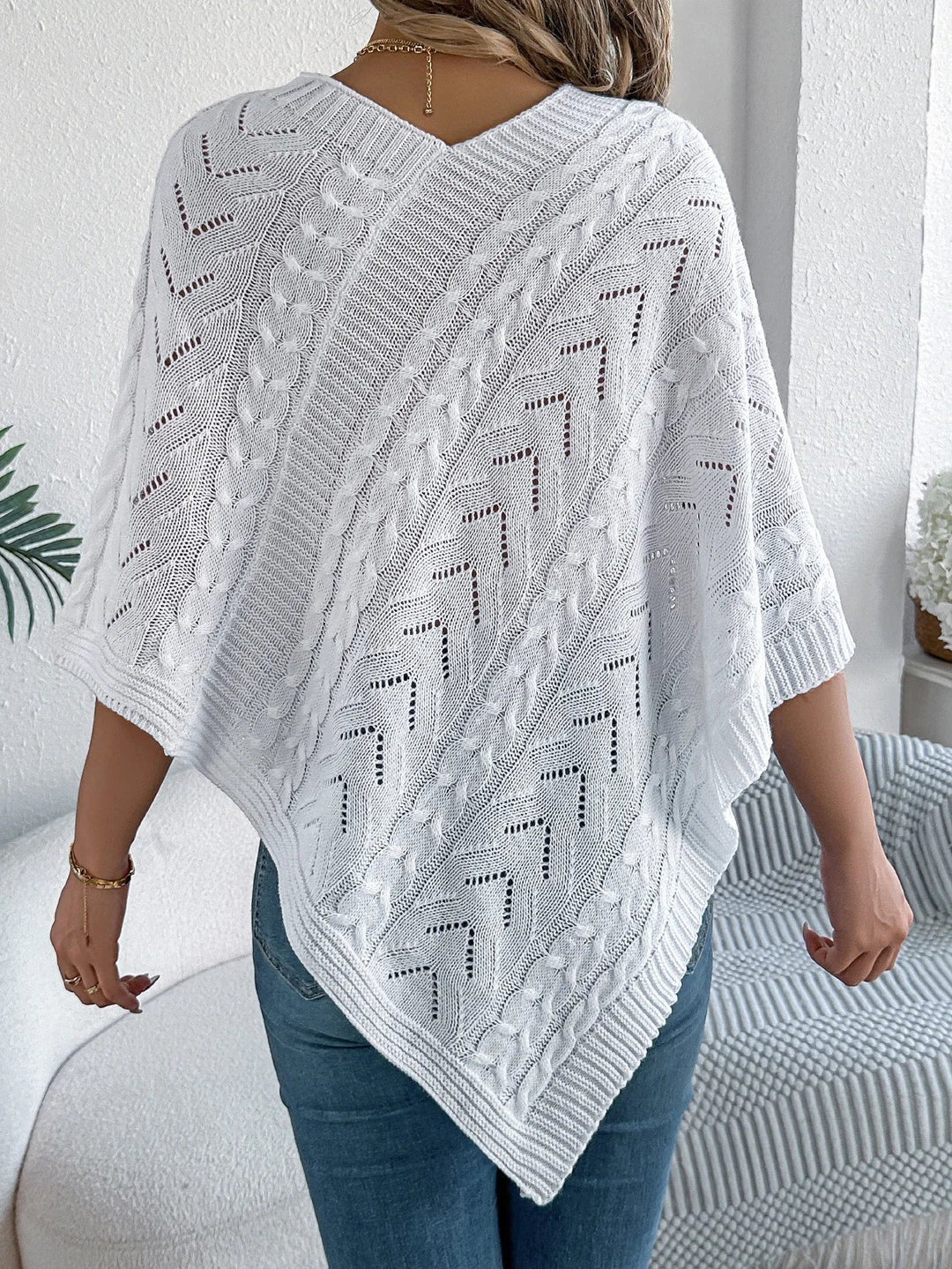 Noémie | Poncho en Tricot Grosse Maille Femme Col V