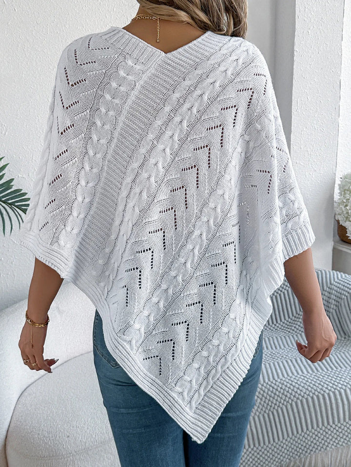 Noémie | Poncho en Tricot Grosse Maille Femme Col V