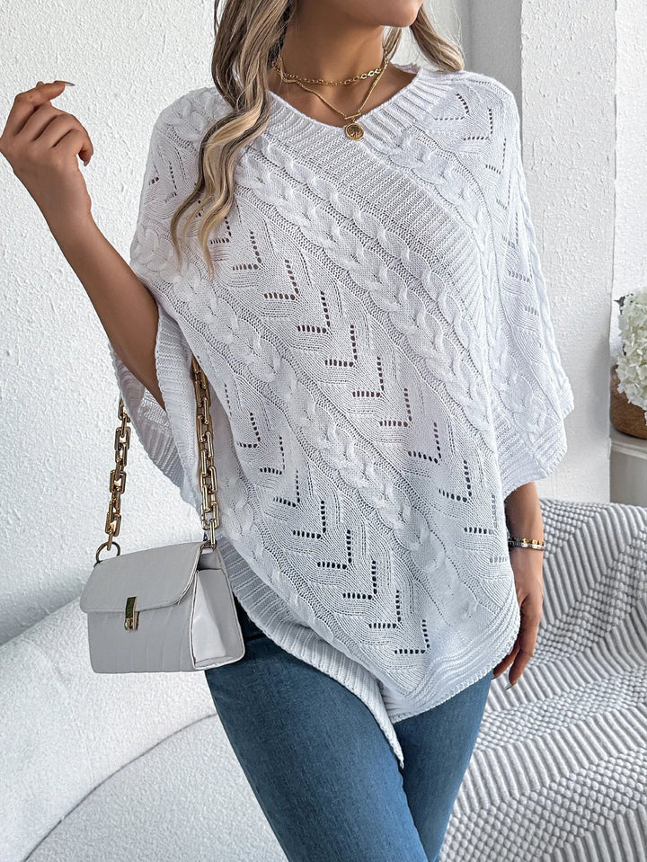 Noémie | Poncho en Tricot Grosse Maille Femme Col V
