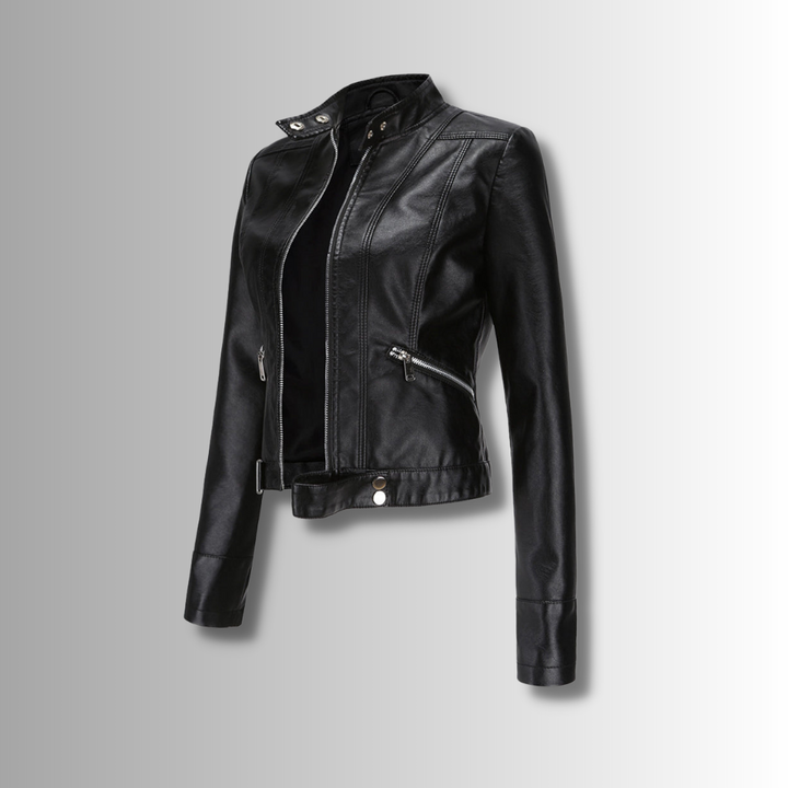 Océane | Blouson en Cuir Femme Style Biker Perfecto Zippé